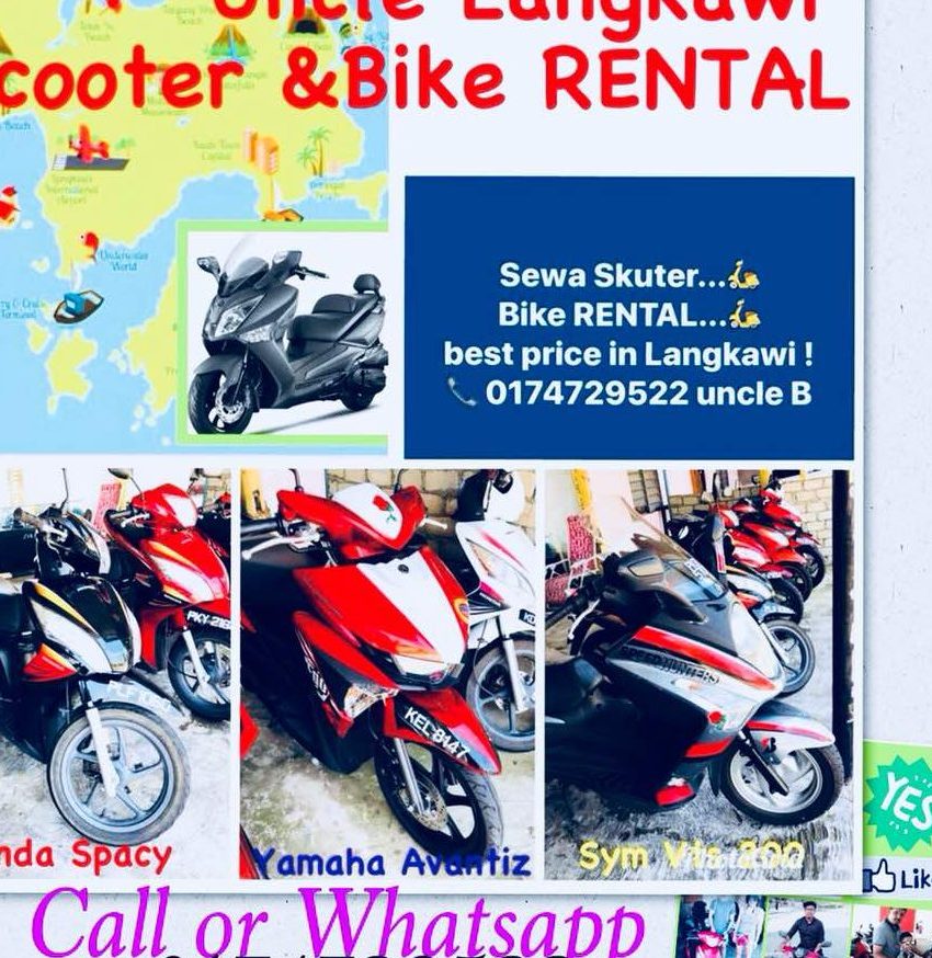 uncle b langkawi scooter bike rental motor sewa